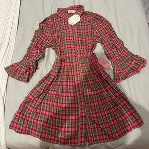 VALENTINES DAY Plaid Ruffle Sleeve Dress